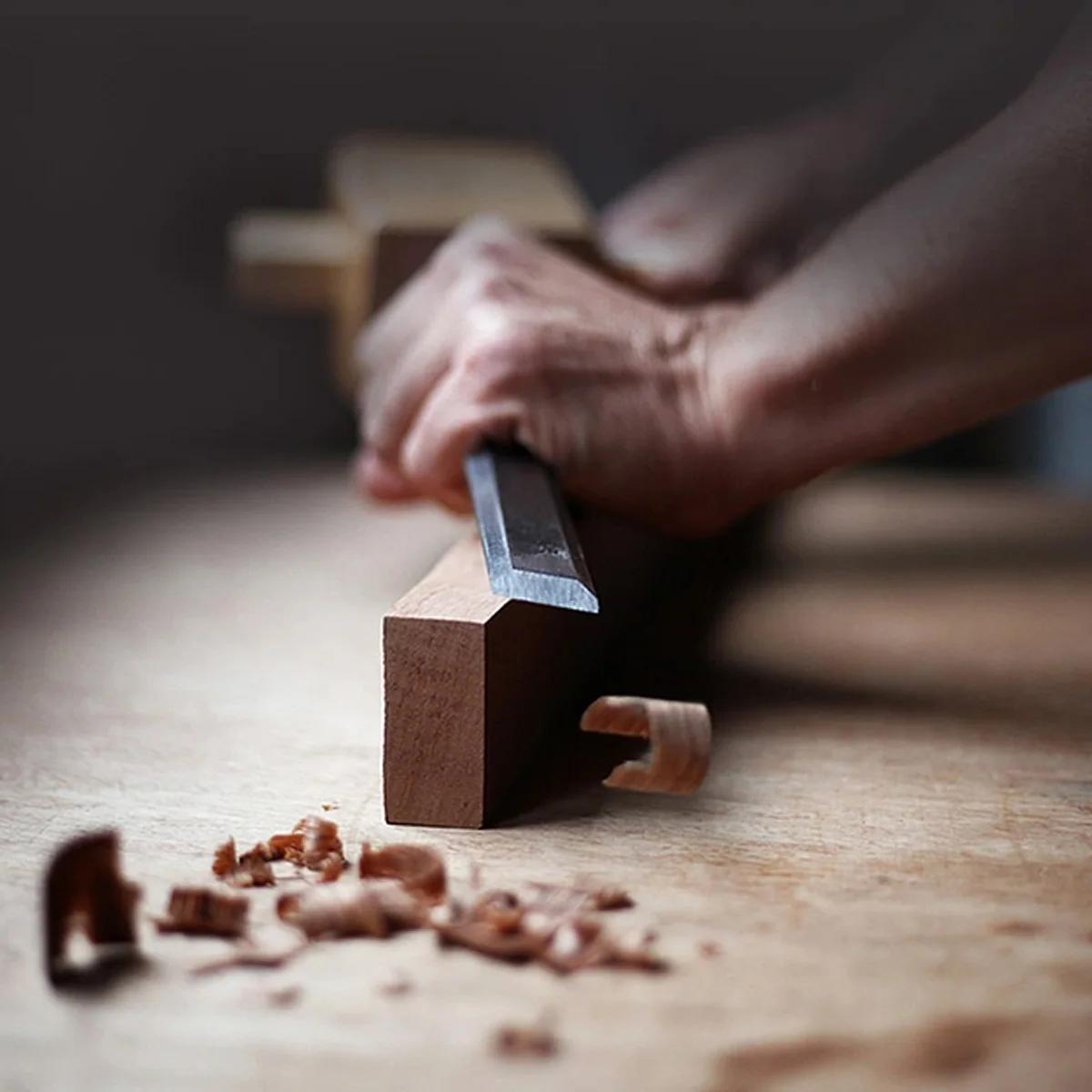 Set 4 Ciseaux a Bois - Acier Poignées Ergonomiques