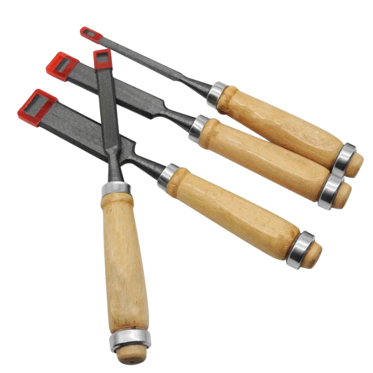 Set 4 Ciseaux a Bois - Acier Poignées Ergonomiques