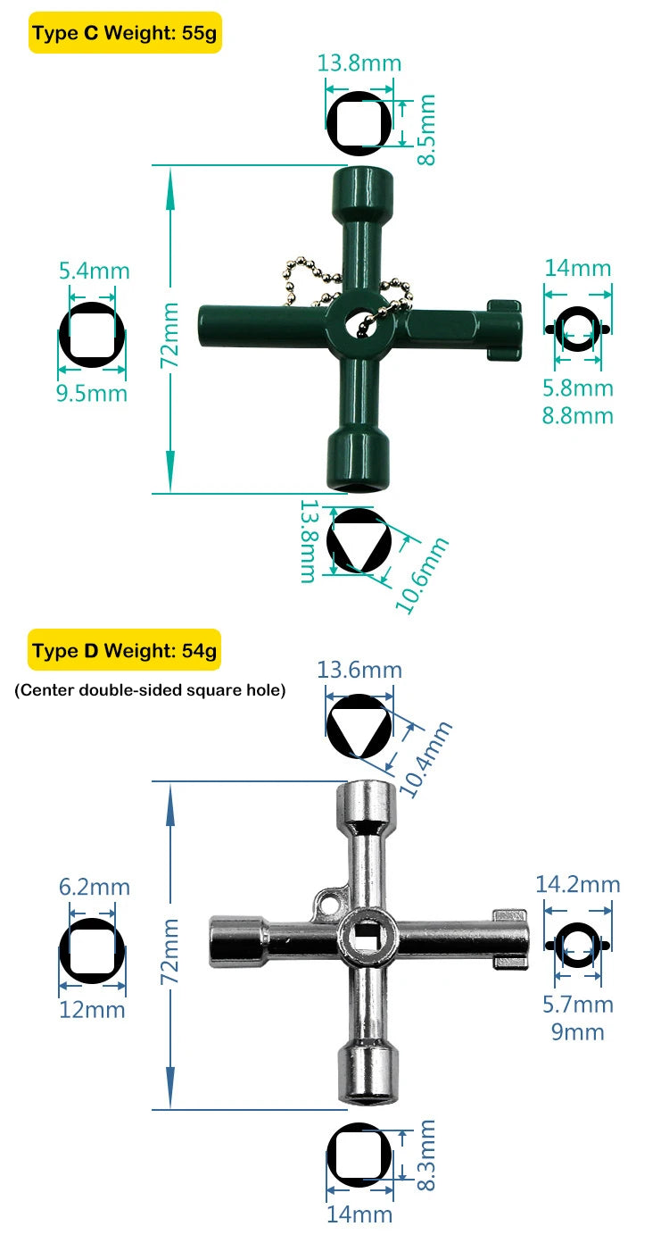 Multi-function Cross Spanner Mini Portable Three Hexagonal Internal Triangle Key Plumber's Spanner Quality Maintenance Tools