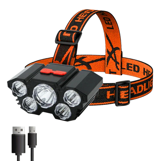 Lampe Frontale LED 5 Feux Rechargeable – Plombier Espaces Étroits