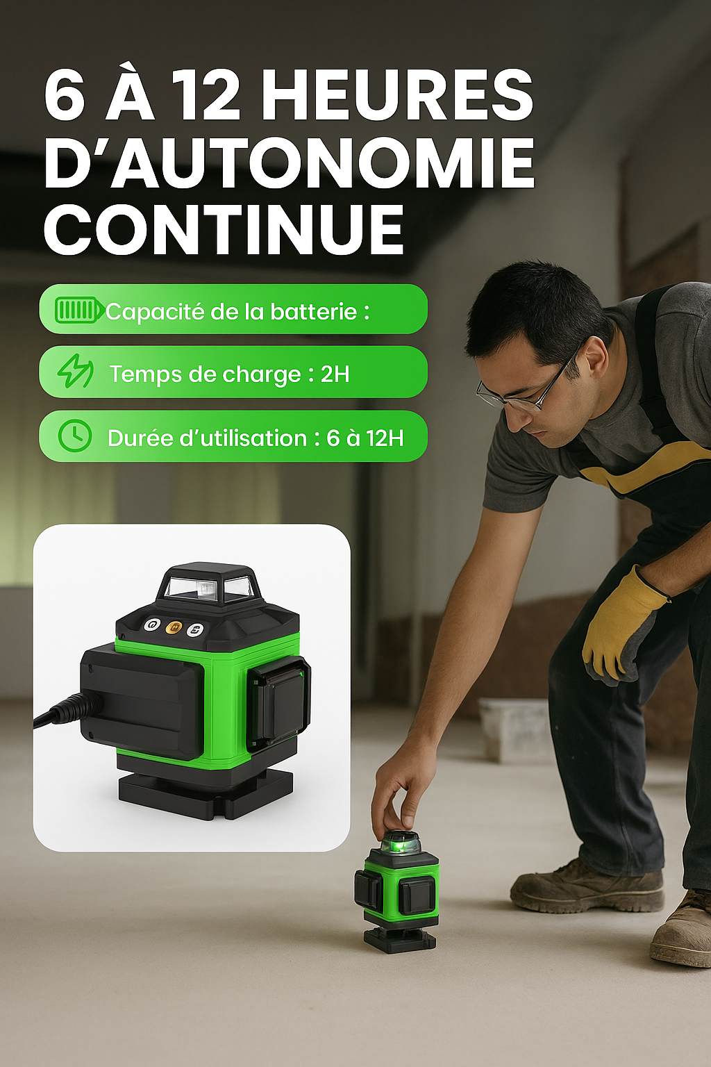 Niveau Laser 4D - 16 Lignes Auto-Nivelant 360°