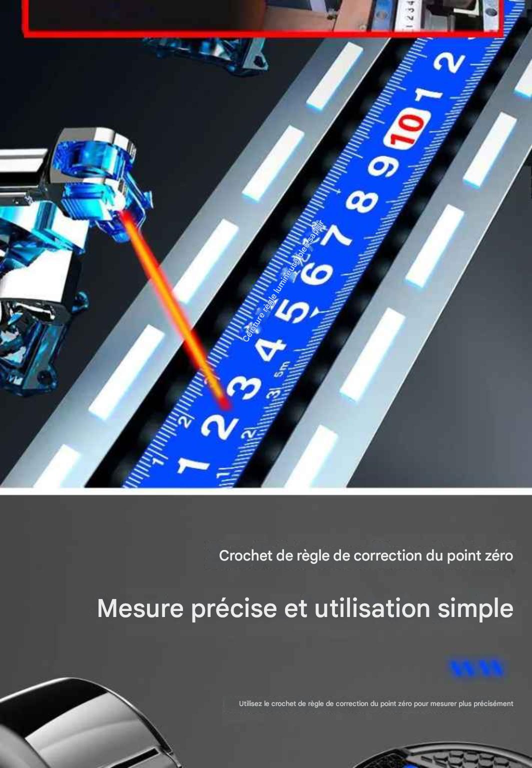 Mètre  Rétractable Précision 5M - Acier Inoxydable